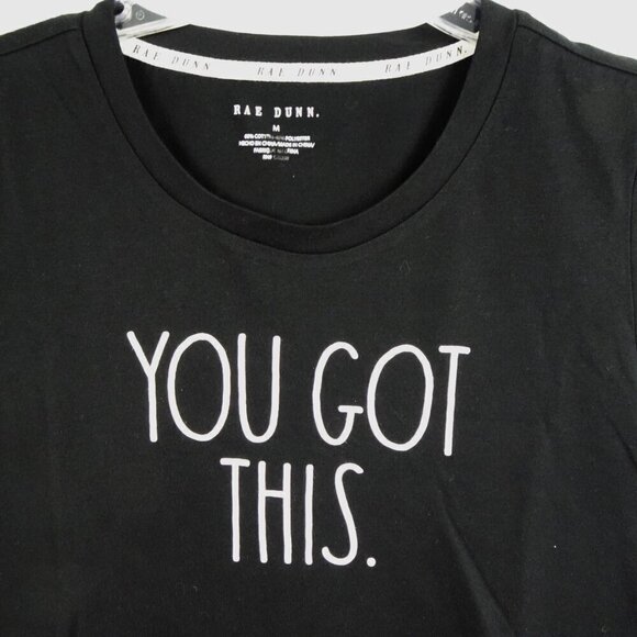 Rae Dunn T-Shirt Women's Size M Black YOU GOT THIS Short Sleeve Cotton Blend - Picture 2 of 9
